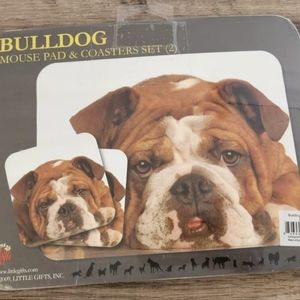 NWT Bulldog mouse pad with 2 Coasters